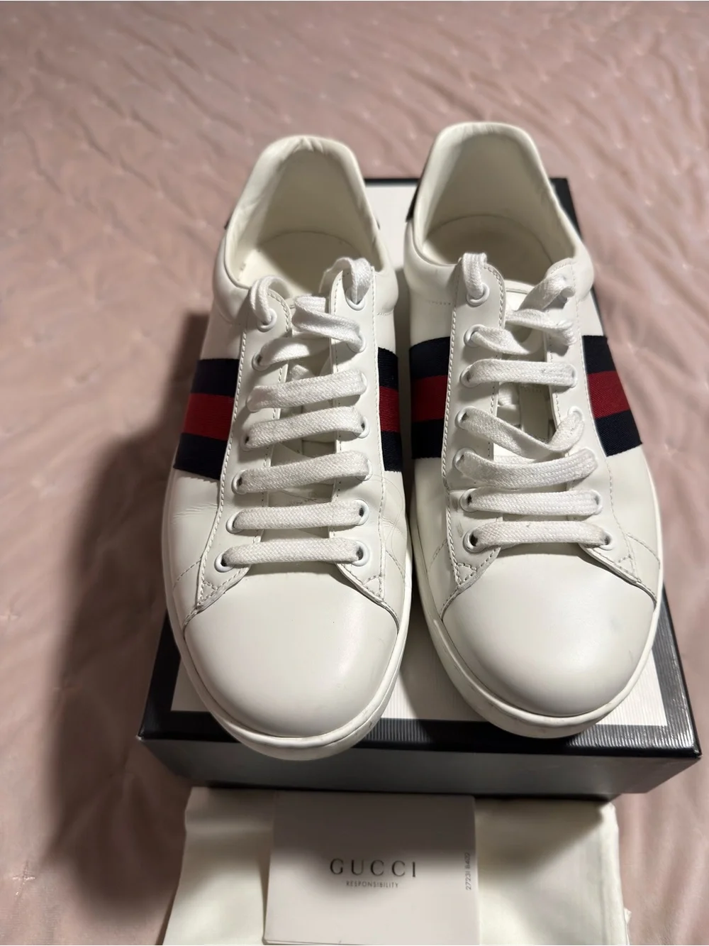 Gucci Ace Leather Web Stripe Sneakers – Men’s Size 7G (US 7) Authentic